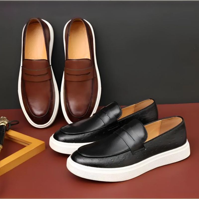 Sapato Mocassim Masculino Casual de Couro e Estilo Britânico