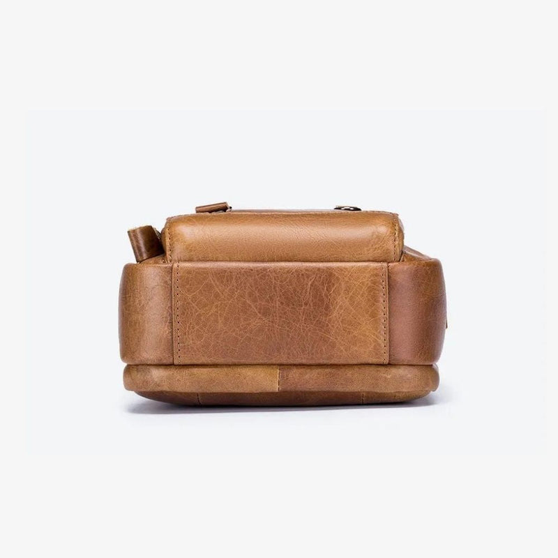 Bolsa de Couro Genuíno  Masculina Transversal Tiracolo