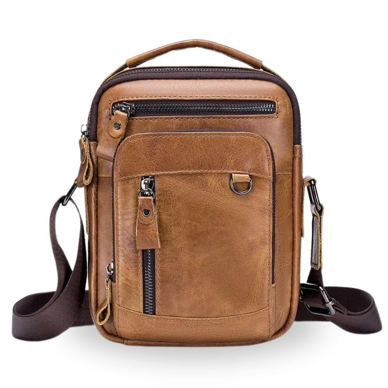 Bolsa de Couro Genuíno  Masculina Transversal Tiracolo