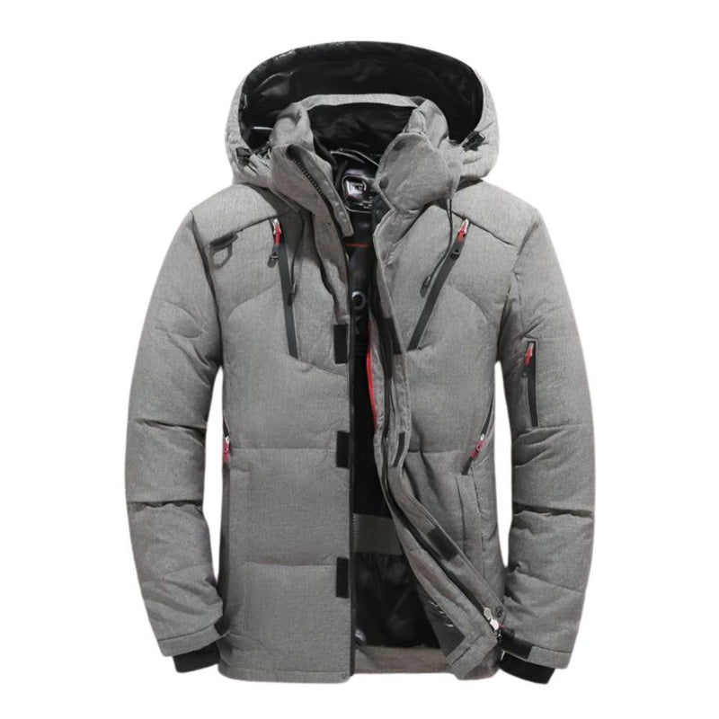 Jaqueta Masculina Casual Puffer Parka com Capuz à Prova de Vento