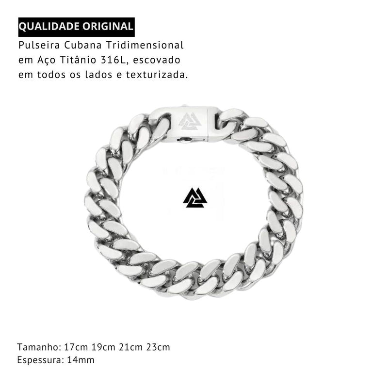 Pulseira Masculina Viking Corrente Cubana Aço Inoxidável