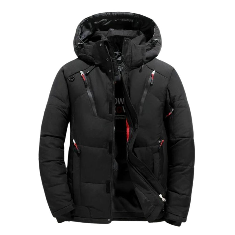 Jaqueta Masculina Casual Puffer Parka com Capuz à Prova de Vento