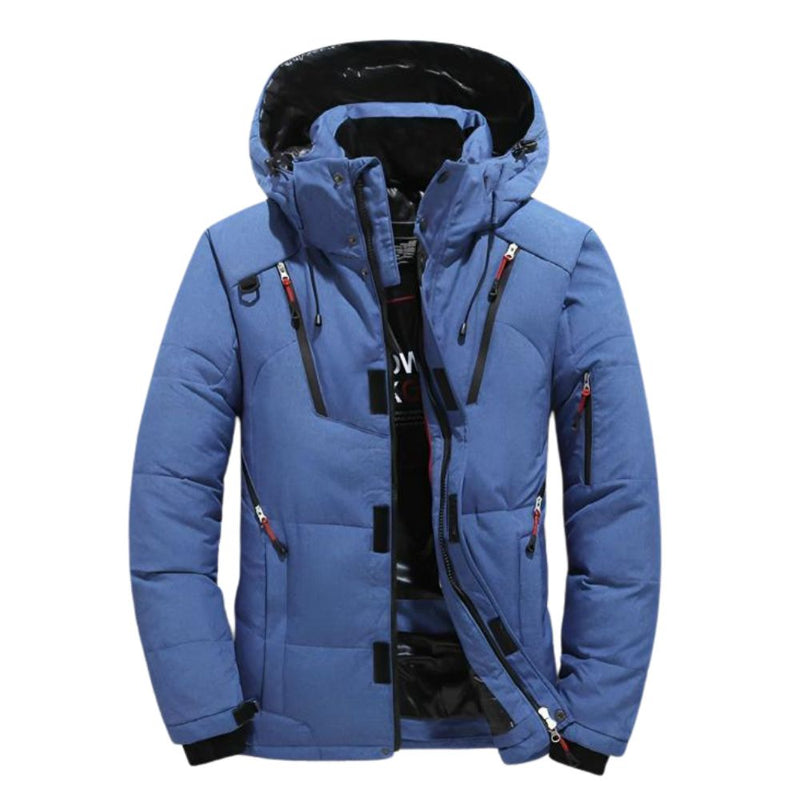 Jaqueta Masculina Casual Puffer Parka com Capuz à Prova de Vento