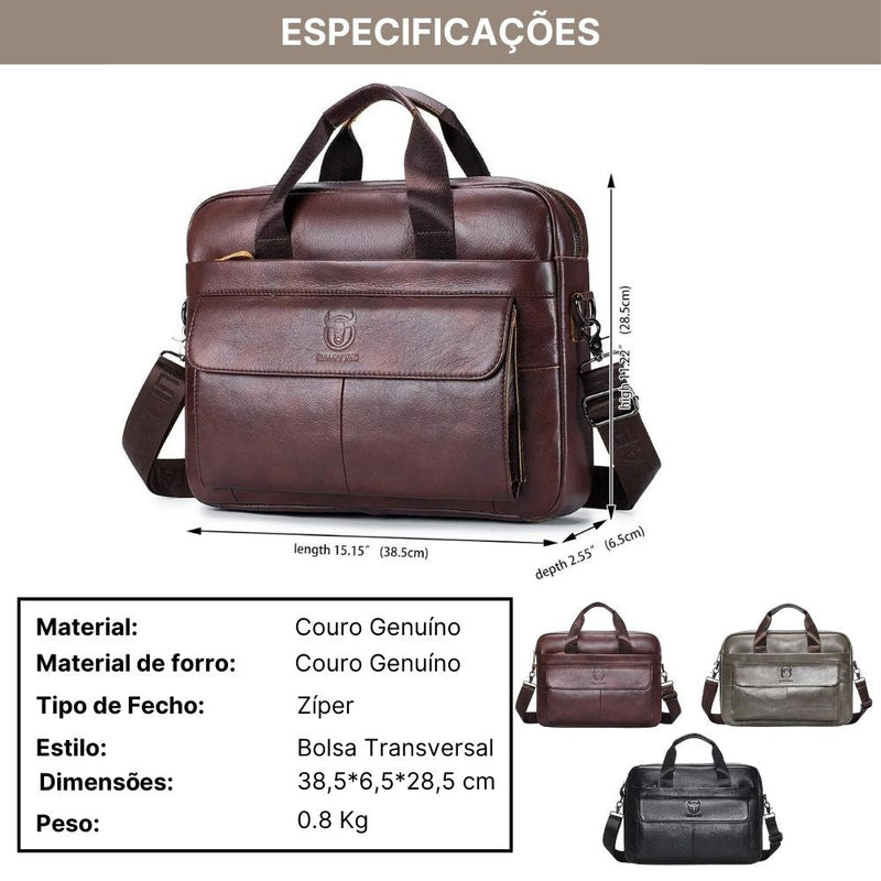 Bolsa de Ombro Masculina Bullcapitain em Couro Genuíno