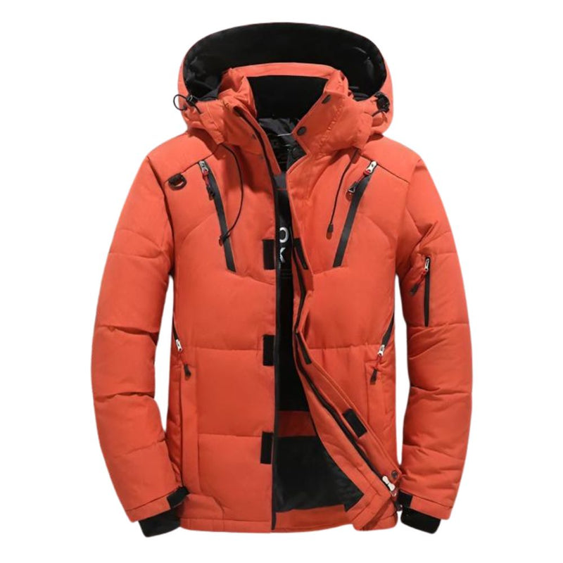 Jaqueta Masculina Casual Puffer Parka com Capuz à Prova de Vento