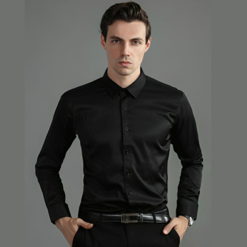 Camisa Social Masculina Manga Longa Anti - Rugas com Elastano