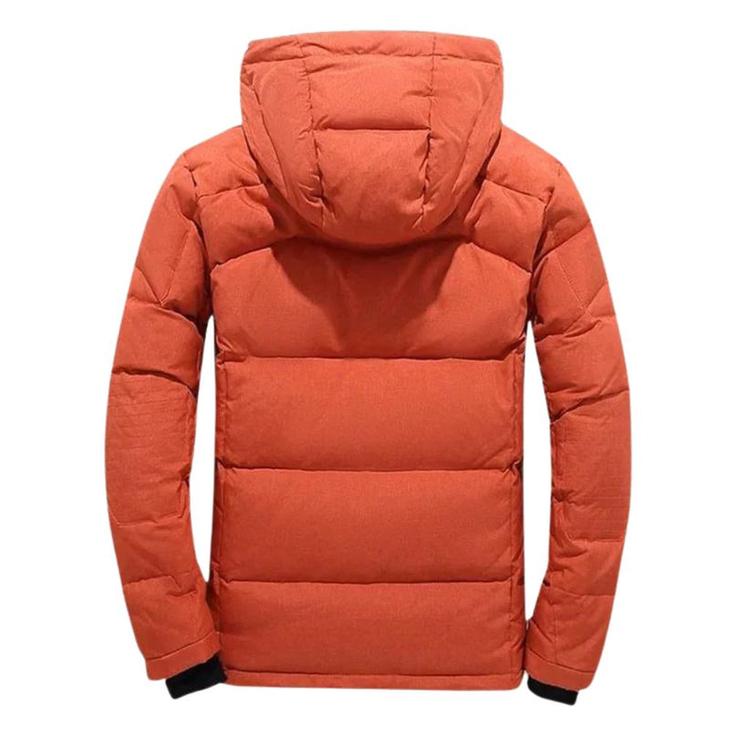 Jaqueta Masculina Casual Puffer Parka com Capuz à Prova de Vento