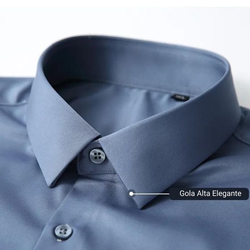 Camisa Social Masculina Slim Anti-Rugas e Alta Elasticidade