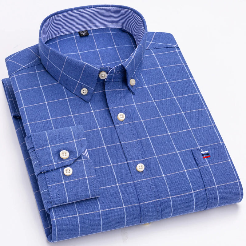 Camisa Social Masculina Oxford Xadrez 100% Algodão