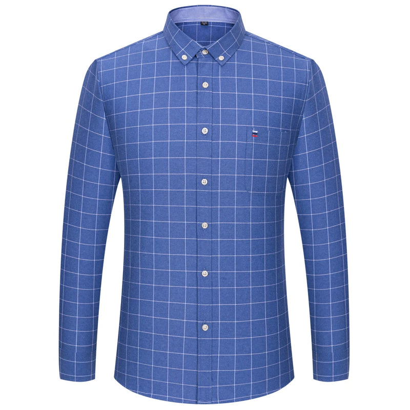 Camisa Social Masculina Oxford Xadrez 100% Algodão