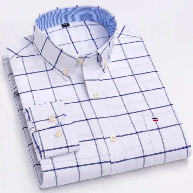 Camisa Social Masculina Oxford Xadrez 100% Algodão