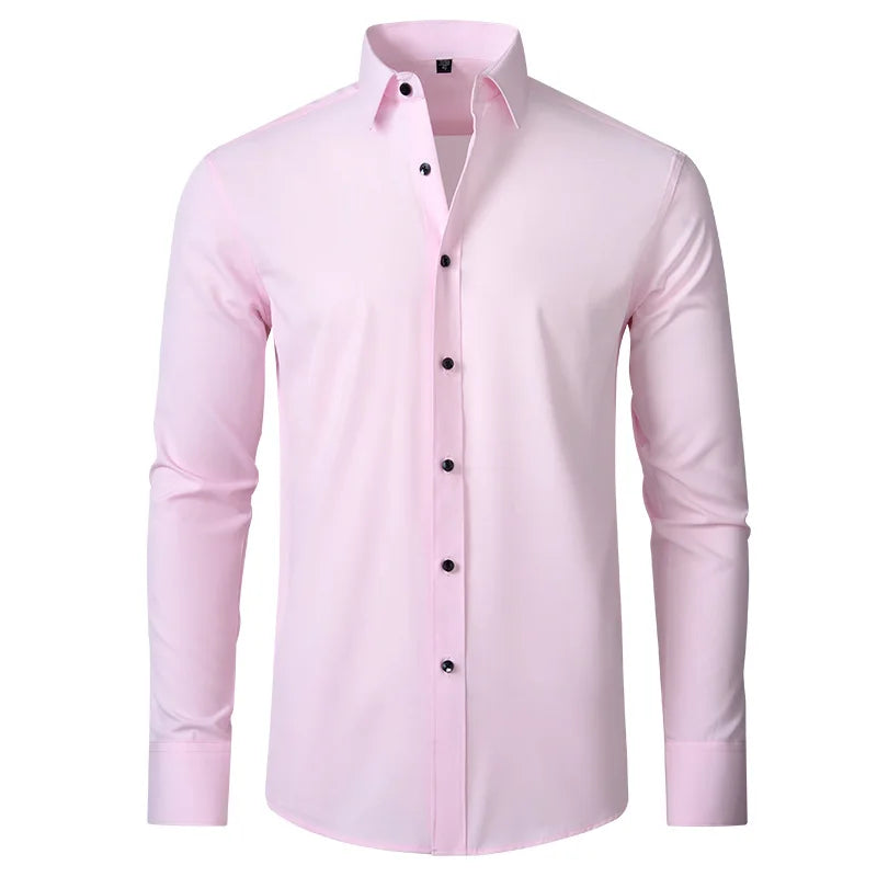 Camisa Social Masculina Manga Longa Anti - Rugas com Elastano