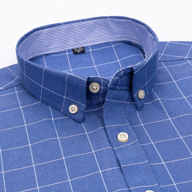 Camisa Social Masculina Oxford Xadrez 100% Algodão