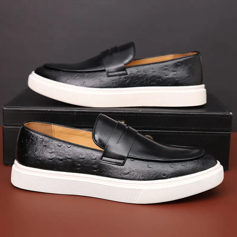 Sapato Mocassim Masculino Casual de Couro e Estilo Britânico